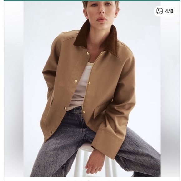 H&M Tan Barn Jacket with Brown Collar - Picture 3 of 4
